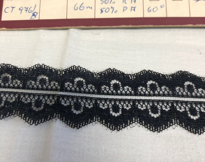 Vintage black lace ribbon, embellishment, notions