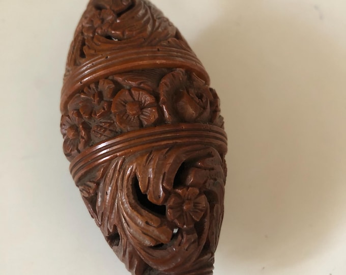 Vintage carved perfume bottle holder or Sewing Etui