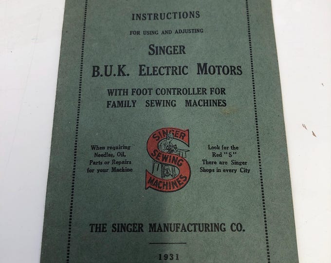 Singer sewing machine manual for BUK Electric Motors