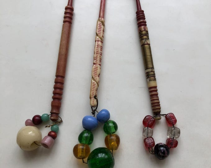 Bone/horn  lacemaking bobbins x 3
