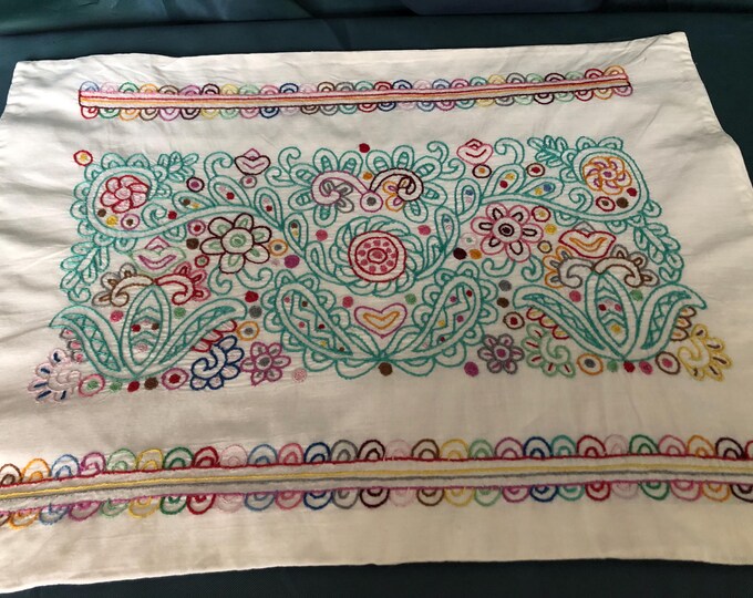 vintage hand embroidered cushion cover