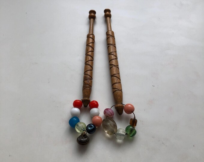 lacemaking bobbins, wooden, vintage