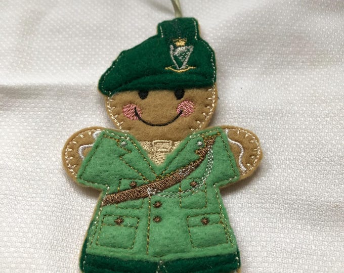 Gingerbread People, RAF Gunner, door hanger, felt hanging decoration, bag charm.
