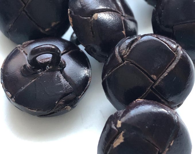 Vintage leather brown football buttons x 10