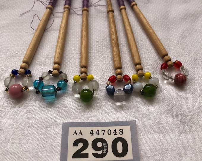 Wooden lace bobbins x 6