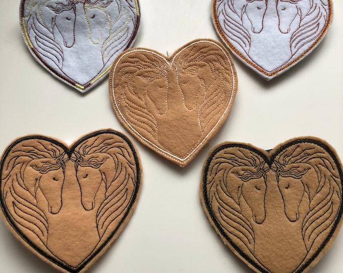 felt hearts with horses, door hangers, hangers, bag charm