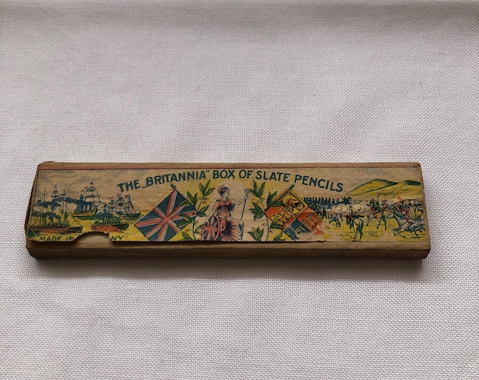 Vintage Britannia Slate Pencils Box: Antique German-Made School Collectible