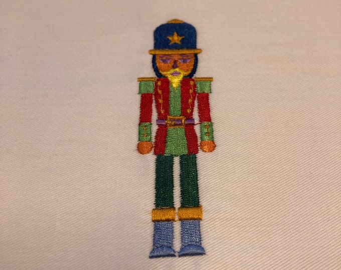 Embroidered Christmas tea towel and hand towel