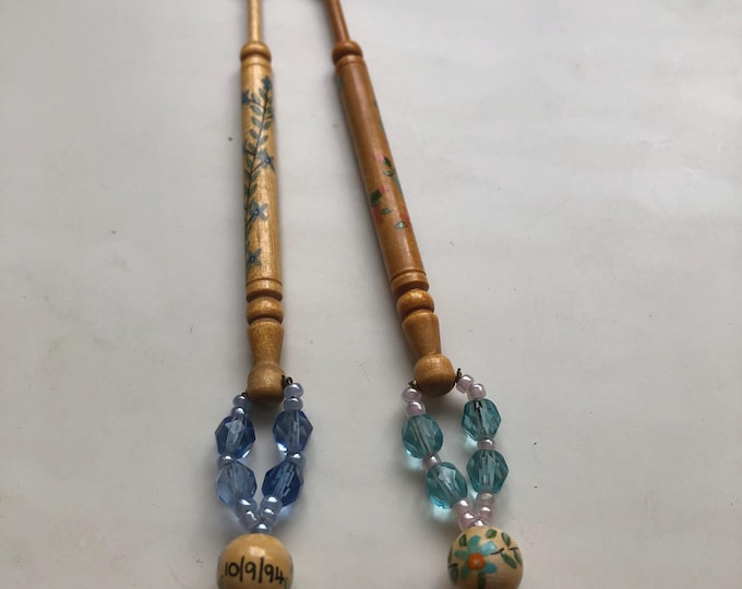 lacemaking bobbins, wooden, vintage