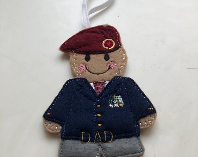 Gingerbread People, Army Veteran, door hangers, felt hanging decoration, bag charm