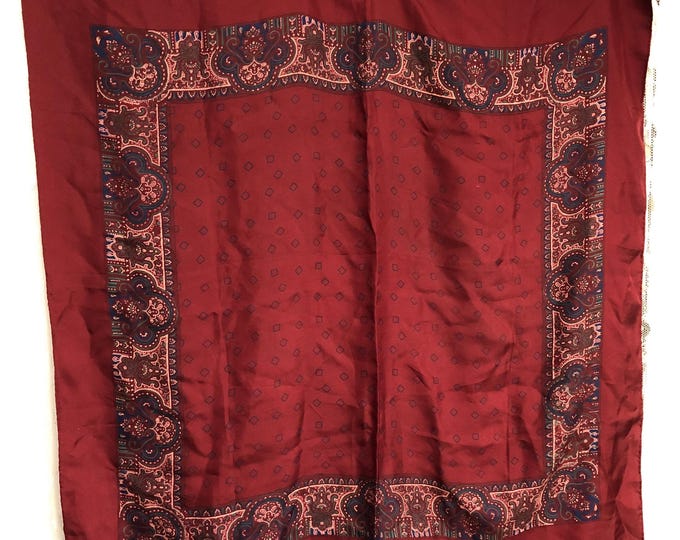 Vintage silk head scarf, in wine red