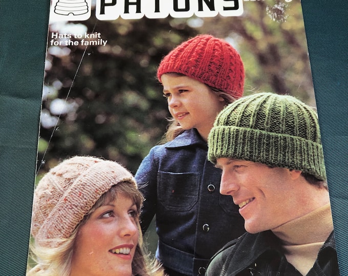 Paper, vintage knitting Pattern, Patons, hats, Husky, pattern No. 1223