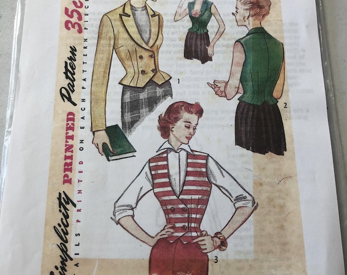Ladies waist coat pattern, UNCUT, Factory Folded Simplicity 3683