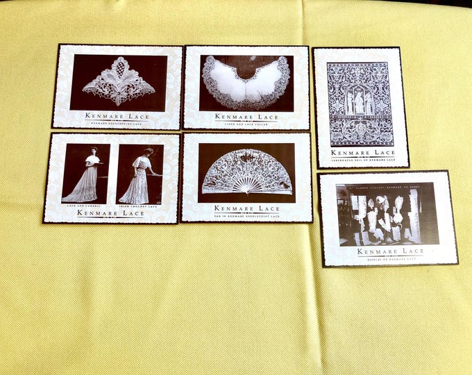 Set of vintage postcards,  lace examples, Kenmare Lace