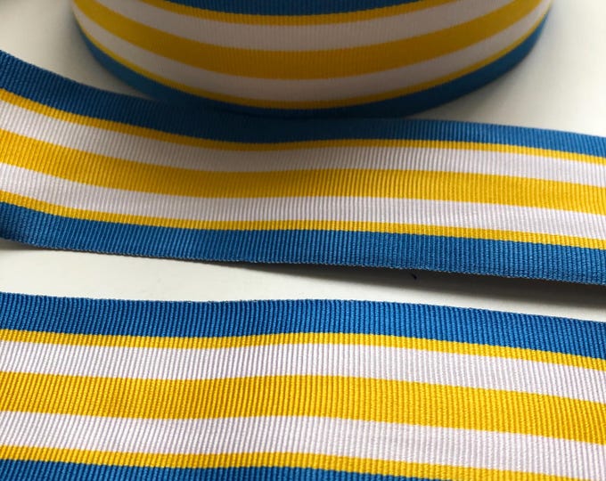 Military grosgrain medal braid, blue, yellow and white stripe