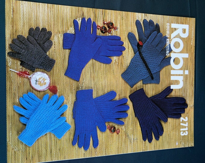 Paper, vintage knitting Pattern, Robin, gloves, pattern No. 2713