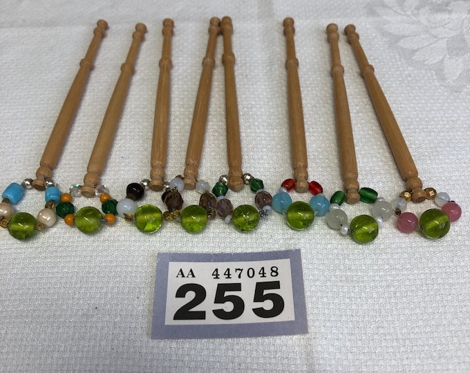 wooden lacemaking bobbins x 8