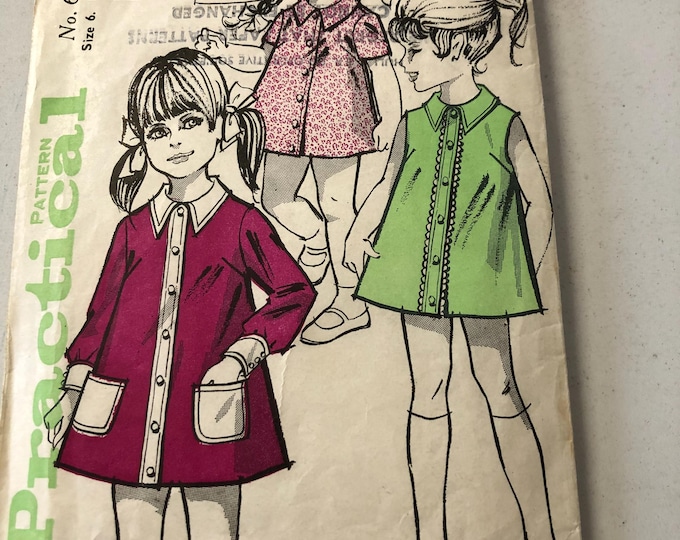 Vintage little girls dress pattern, Practical pattern 6273 - factory cut