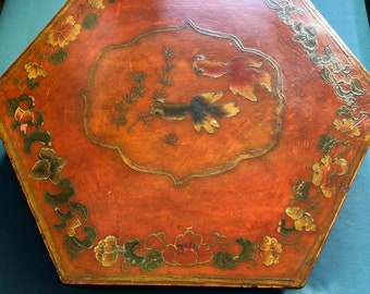 Sewing box, hand painted, antique