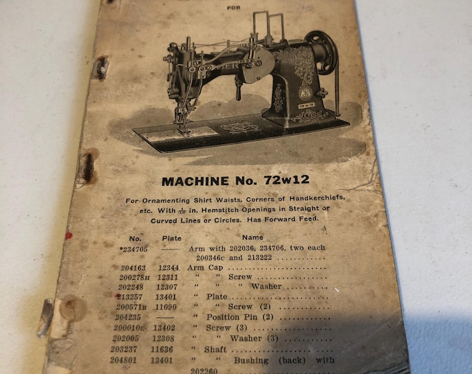 List of Parts Complete for Machine No. 72w12