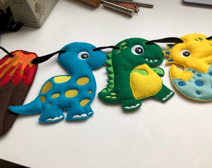 Felt dinosaur banner, Childs bedroom, playroom, classroom