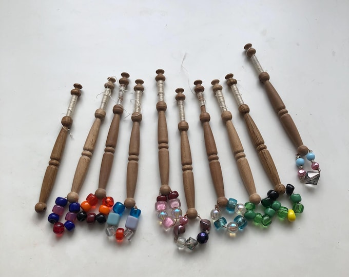 lacemaking bobbins, wooden, vintage