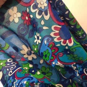 Vintage printed nylon type fabric, bright psychedelic pattern