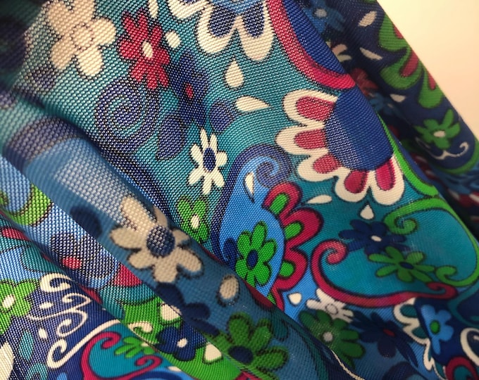 Vintage printed nylon type fabric, bright psychedelic pattern