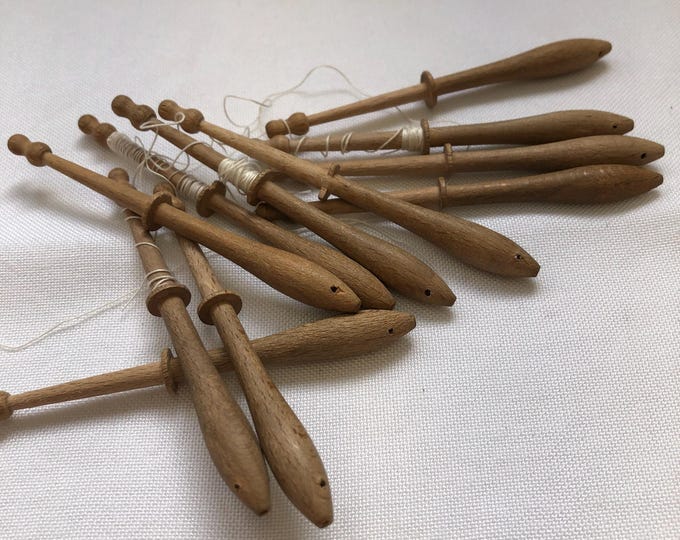 Wooden vintage lacemaking bobbins x 11