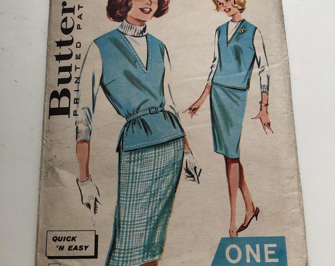Vintage Sewing Pattern: ladies skirt and top, Butterick 9873