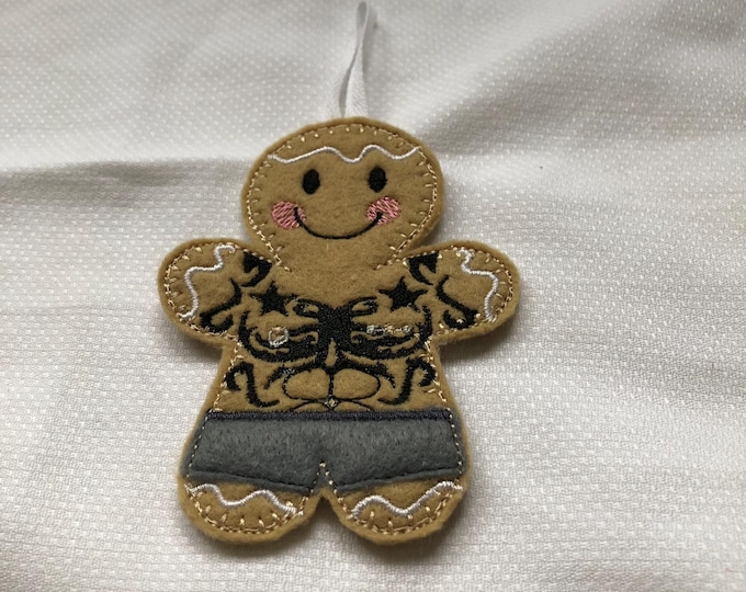 Gingerbread People, Muscle man, door hanger, felt hanging decoration, bag charm.