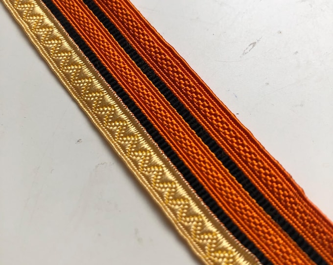 French Military Lace Gold, orange and black braid