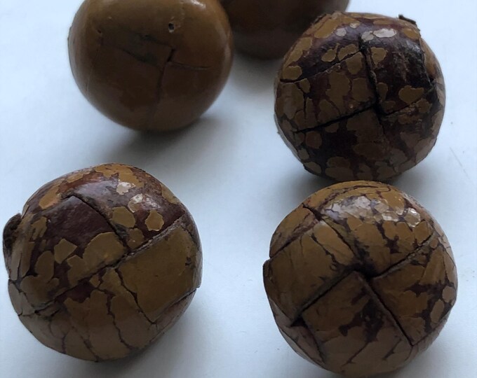 Vintage leather light brown football buttons x 5