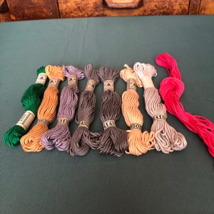 7 skeins of various coloured vintage French cotton embroidery thread
