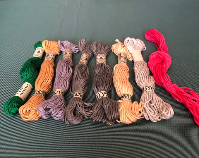 7 skeins of various coloured vintage French cotton embroidery thread