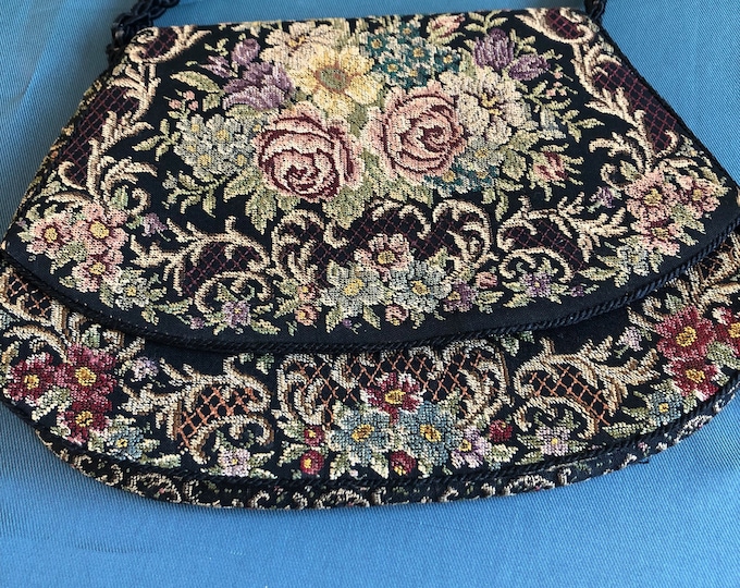 Vintage black handbag, clutch bag, gothic
