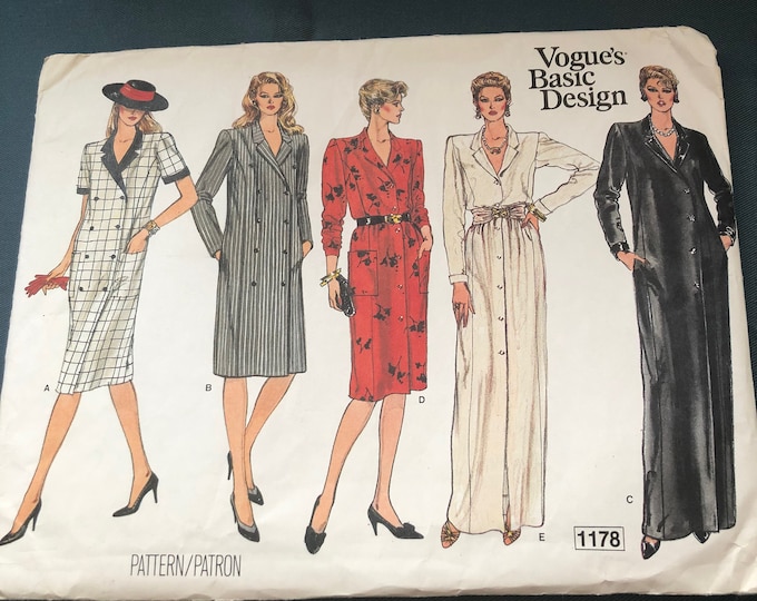 Vogue Basic Design ladies dress sewing pattern 1178, Vintage.