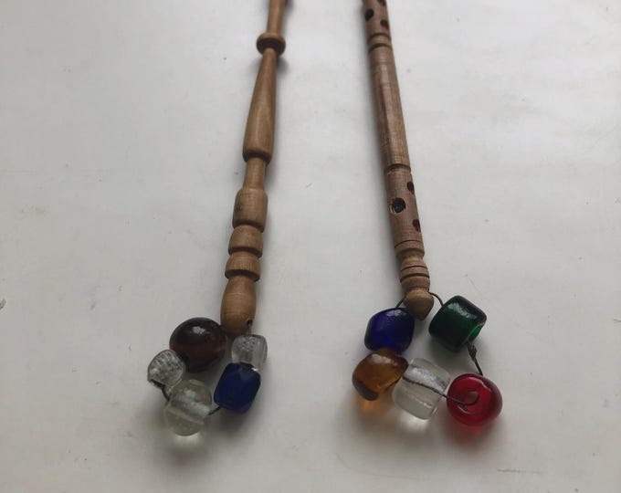 lacemaking bobbins, wooden, vintage