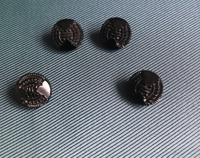 Buttons, Black Glass Victorian Buttons