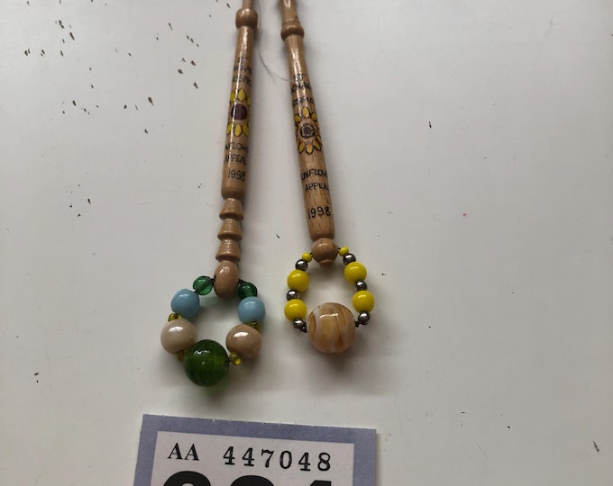 Lacemaking bobbins hand painted x 2