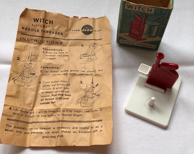 Vintage Witch needle threader in box