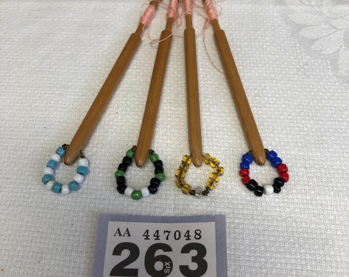 Set of 4 Vintage wooden lacemaking bobbins