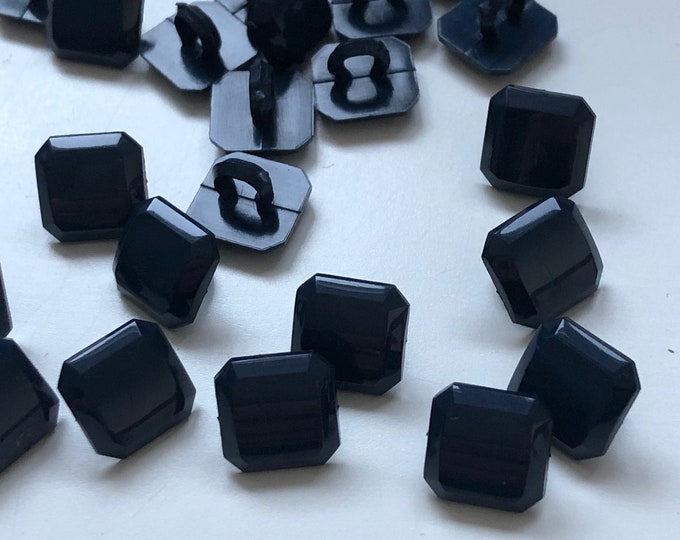 Buttons x 6, Vintage square dark blue fashion buttons