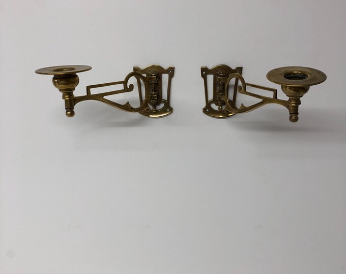 Art Nouveau Brass Wall Candle Sconces