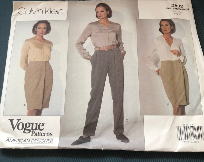 Vogue American Designer, Ladies trousers and skirt Sewing Pattern, FACTORY FOLDED, Vogue 2832, Calvin Klein