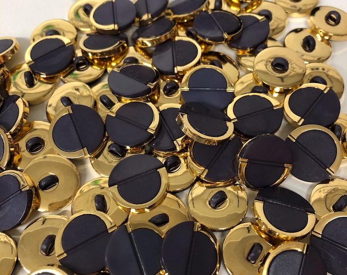 Smoky Blue and Gold vintage fashion buttons, sewing, knitting, crafting