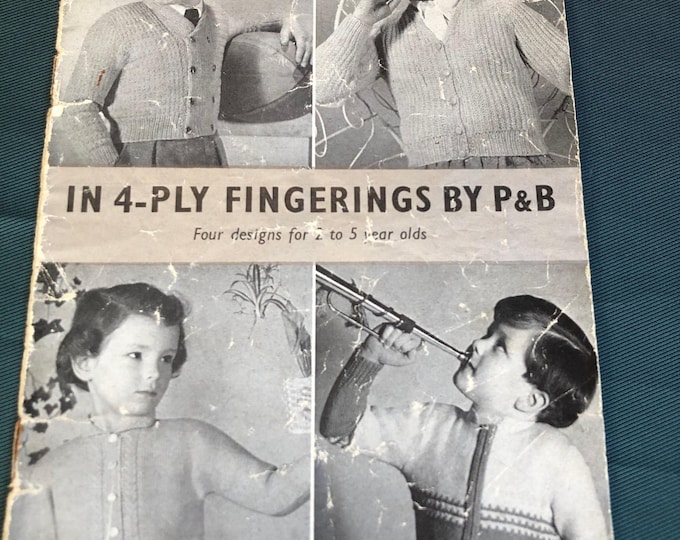 Paper, vintage knitting Pattern, Patons and Baldwins, Childs knitted clothing, pattern No. 354