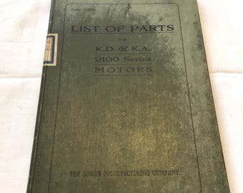 Vintage Singer Nähmaschine Serie 2100 Motorteileliste Handbuch 1931, Sammlerstück Reparaturanleitung