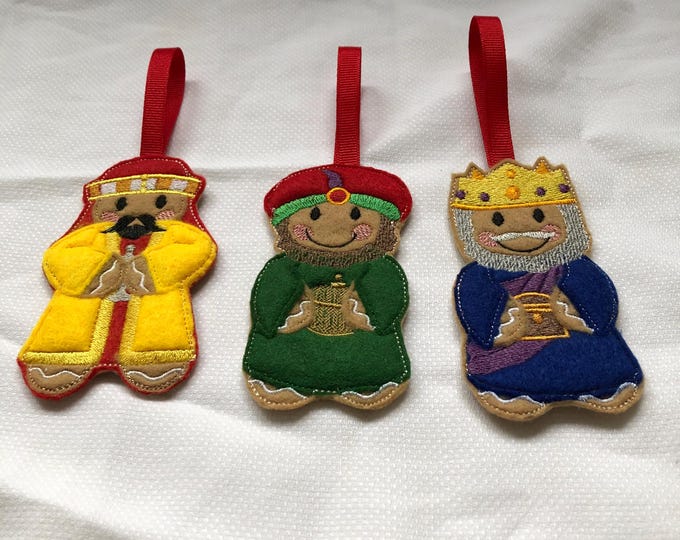 Gingerbread People, The Three Wise Men, door hanger, felt hanging decoration, bag charm, Christmas decorations