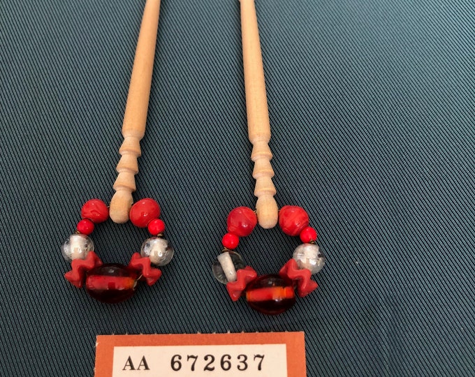 wooden lacemaking bobbins,